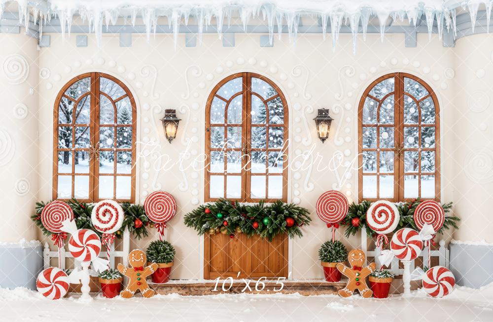 Kate Christmas Gingerbread Candy Fleece Backdrop Designed by Chain