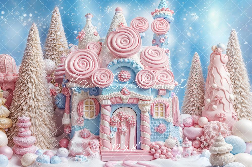 Kate Christmas Candy House Lollipops Trees Backdrop Designed by Emetselch