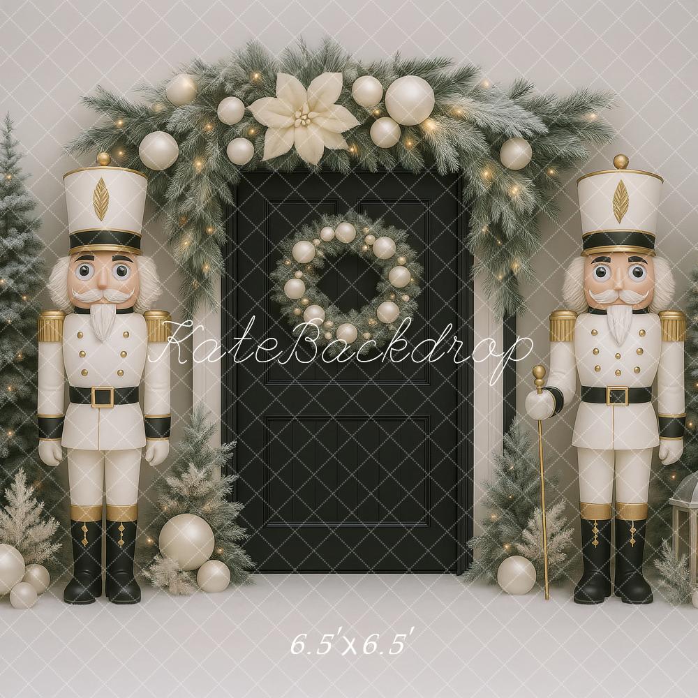 Kate Christmas Nutcracker Fir Trees Black Door Backdrop Designed by Ashley Paul