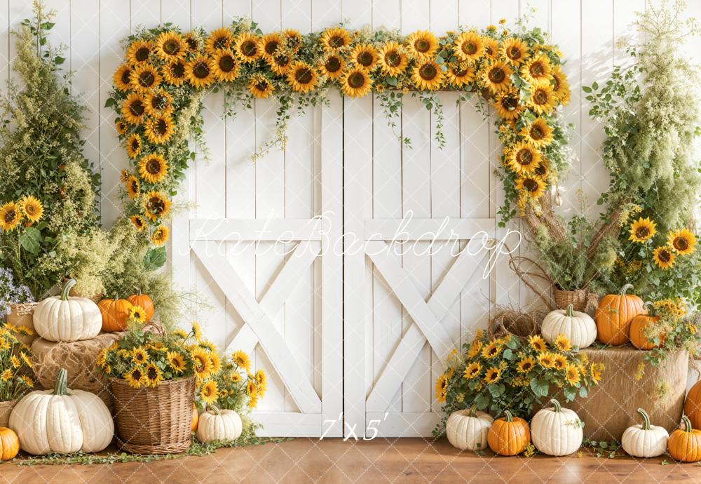 Kate Autumn Sunflower Pumpkins Backdrop Designed by Emetselch
