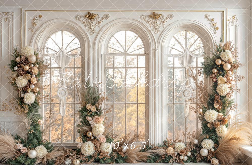 Kate Flower Arch Windows Fleece Backdrop Designed by Emetselch