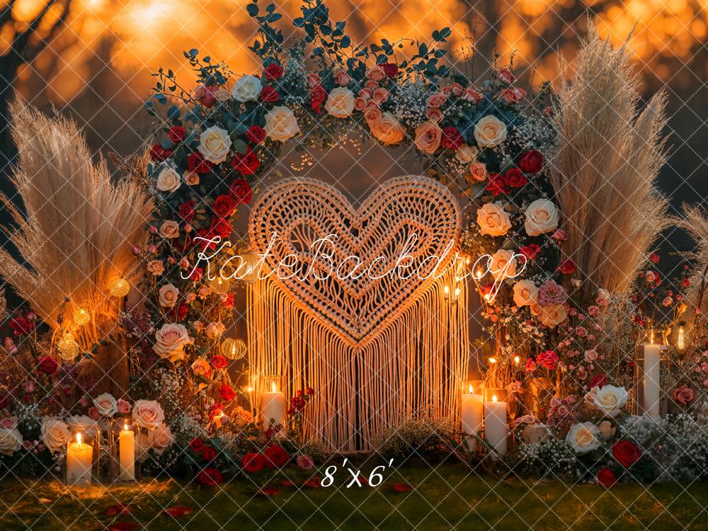 Kate Wedding Flower Bokeh Candles Backdrop Designed by Emetselch