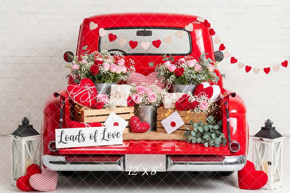 Kate Valentine Truck Flowers Hearts Backdrop Designed by Patty Roberts