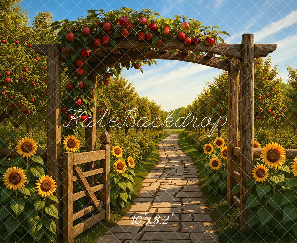 Kate Orchard Wooden Sunflowers Pathway Backdrop Designed by Mini MakeBelieve - Kate Backdrop AU