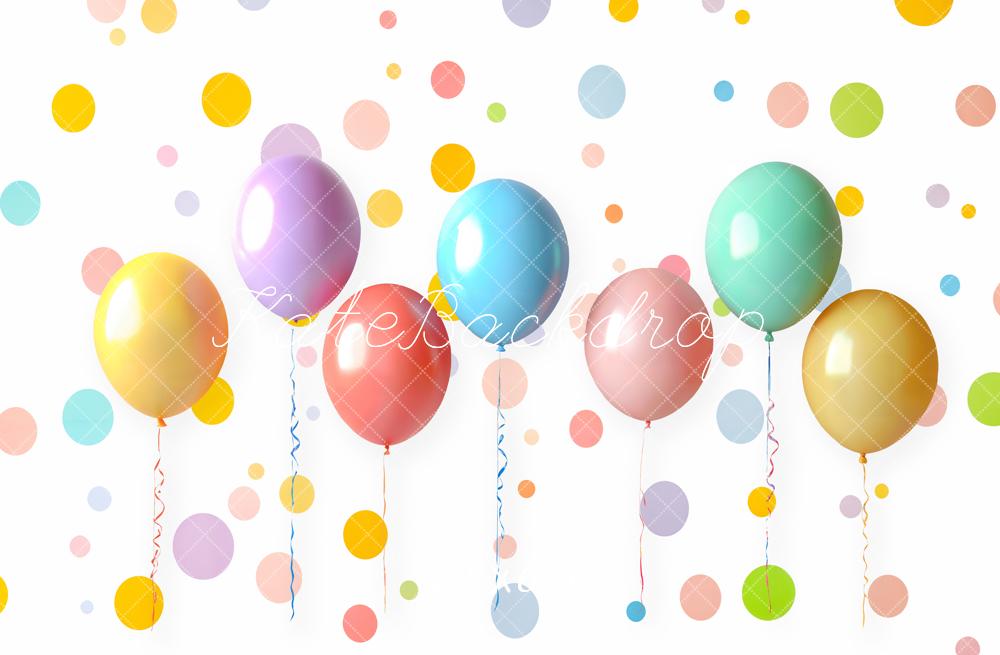 Kate Balloons Colourful Polka Dots Fleece Backdrop Designed by Emetselch