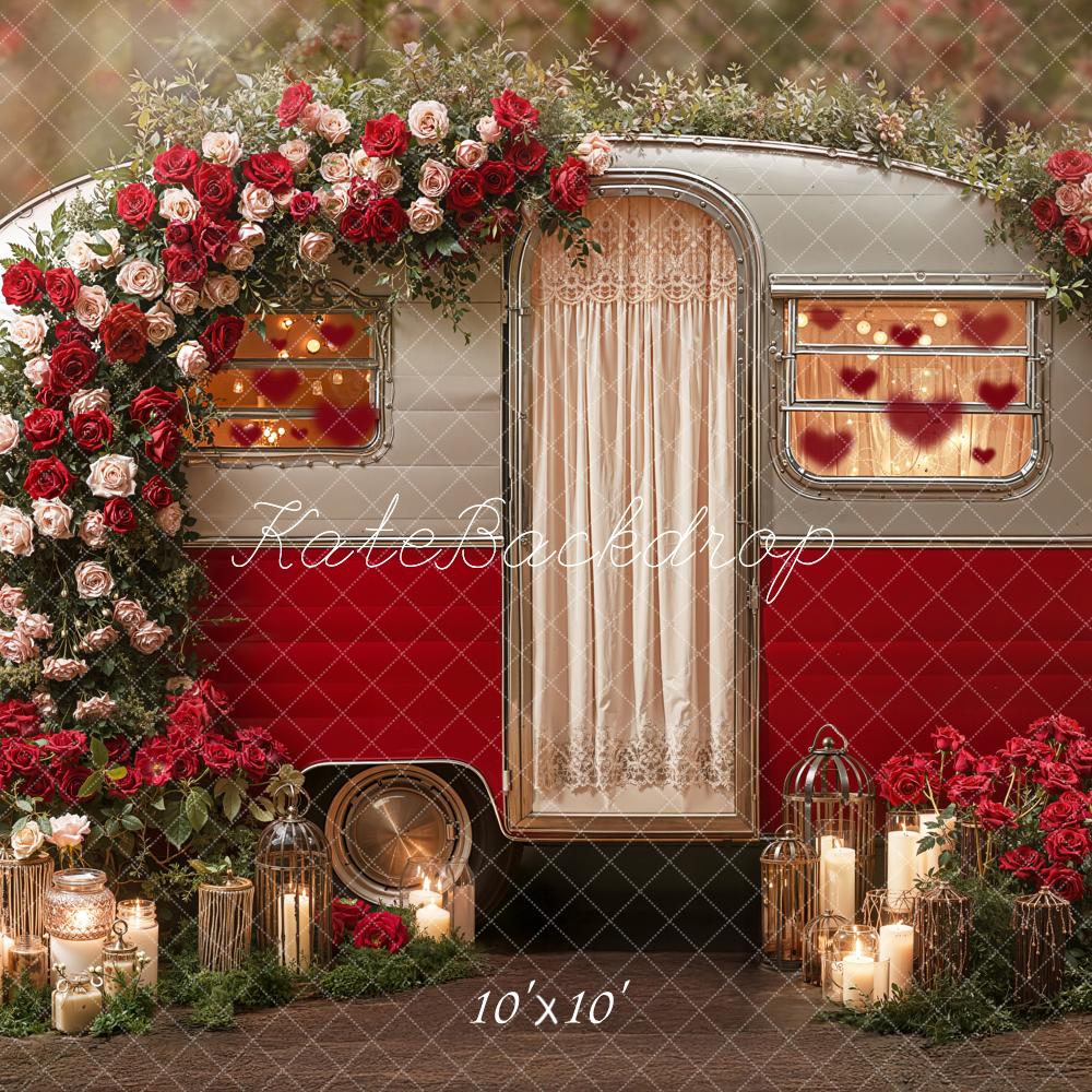 Kate Caravan Red Roses Candles Backdrop Designed by Emetselch
