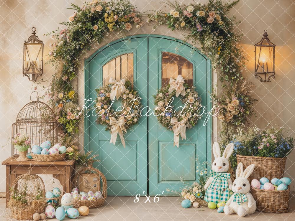 Kate Easter Bunny Blue Door Backdrop Designed by Emetselch