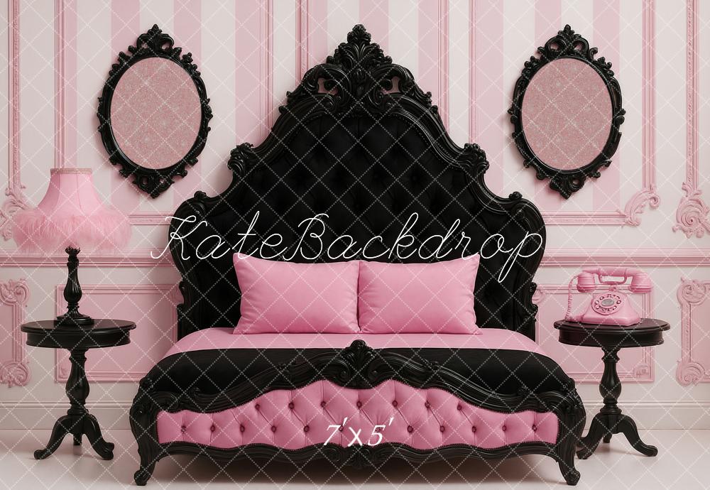 Kate Doll Dream Pink Black Bed Room Backdrop Designed by Ashley Paul