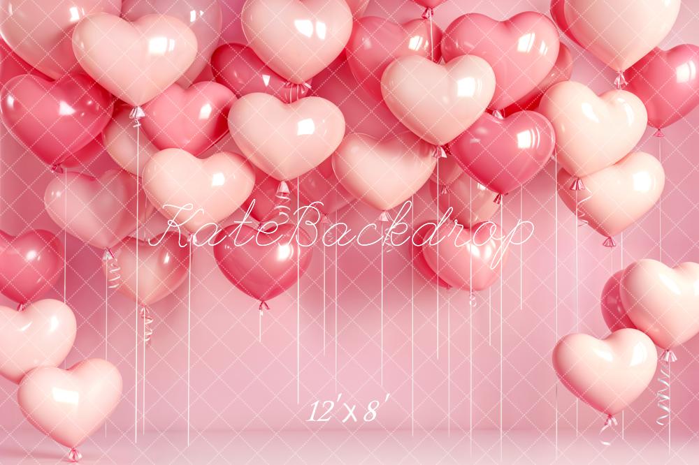 Kate Heart Balloons Pink Gradient Backdrop Designed by Emetselch