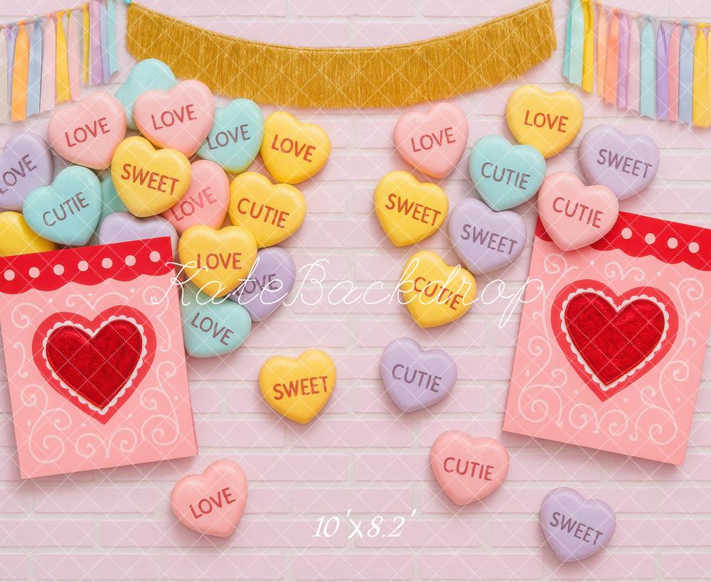 Kate Valentine Heart Candy Pink Backdrop Designed by Mini MakeBelieve