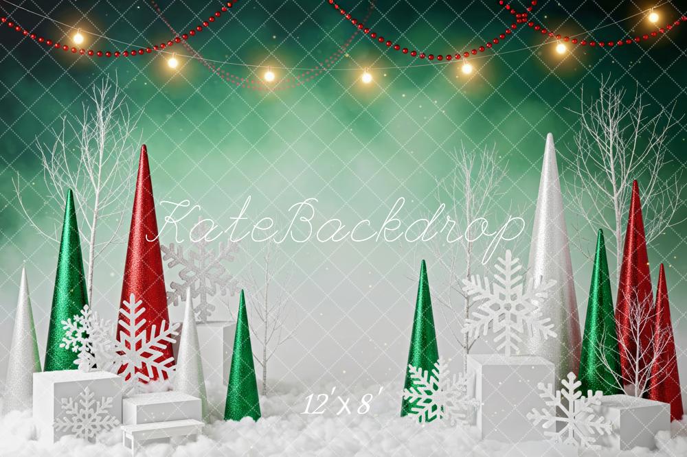 Kate Christmas Snowflakes Trees Lights Backdrop Designed by Patty Roberts