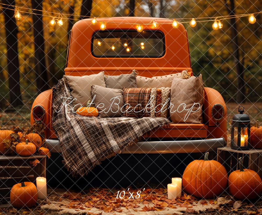 Kate Fall Truck Pumpkins Fleece Backdrop Designed by Emetselch