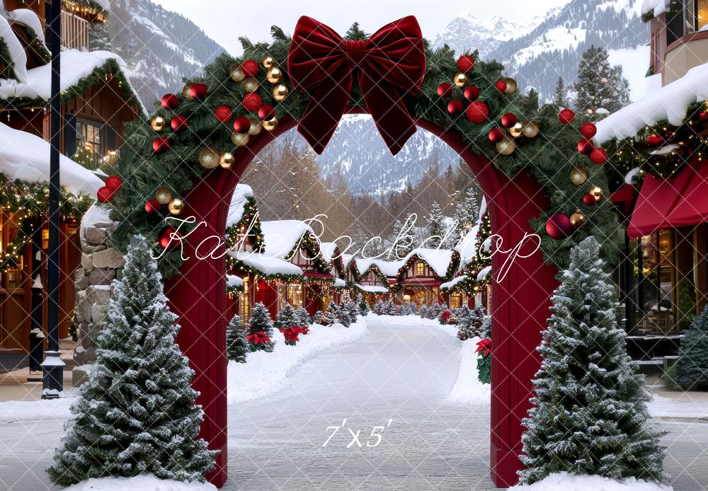 Kate Christmas Arch Snowy Village Backdrop Designed by Mini MakeBelieve - Kate Backdrop AU