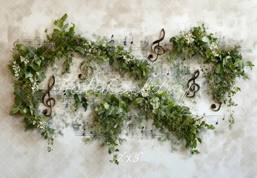 Kate Music Notes Greenery Backdrop Designed by Patty Roberts - Kate Backdrop AU