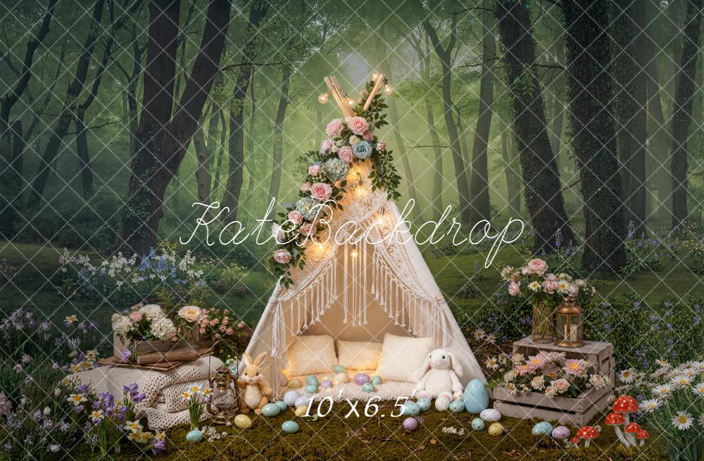 Kate Easter Bunny Forest Teepee Backdrop Designed by Emetselch