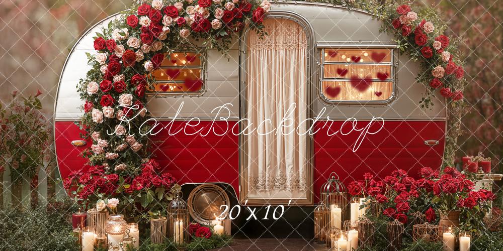 Kate Caravan Red Roses Candles Backdrop Designed by Emetselch