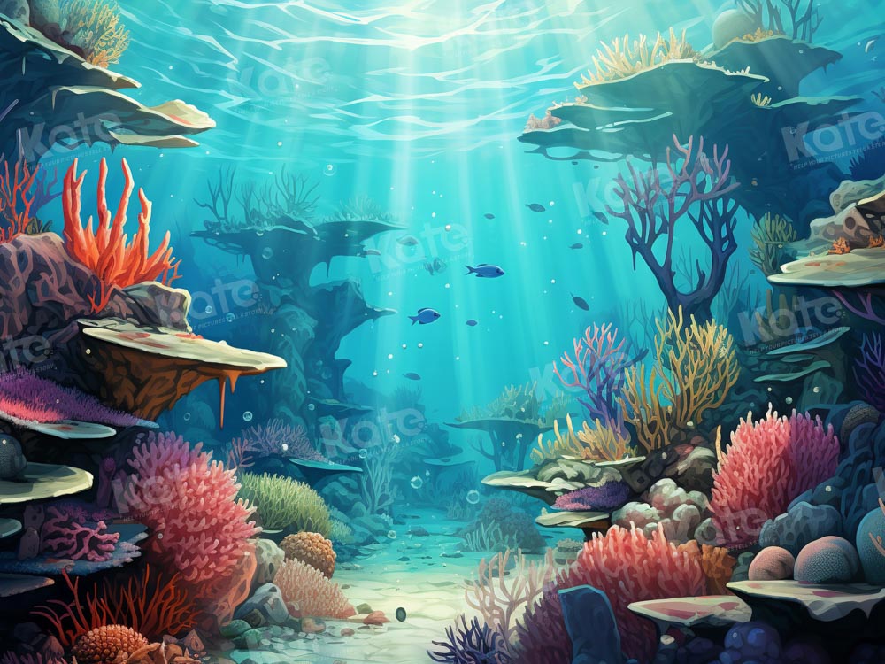 Kate Underwater Coral Reef Fish Blue Backdrop Designed by Chain - Kate Backdrop AU