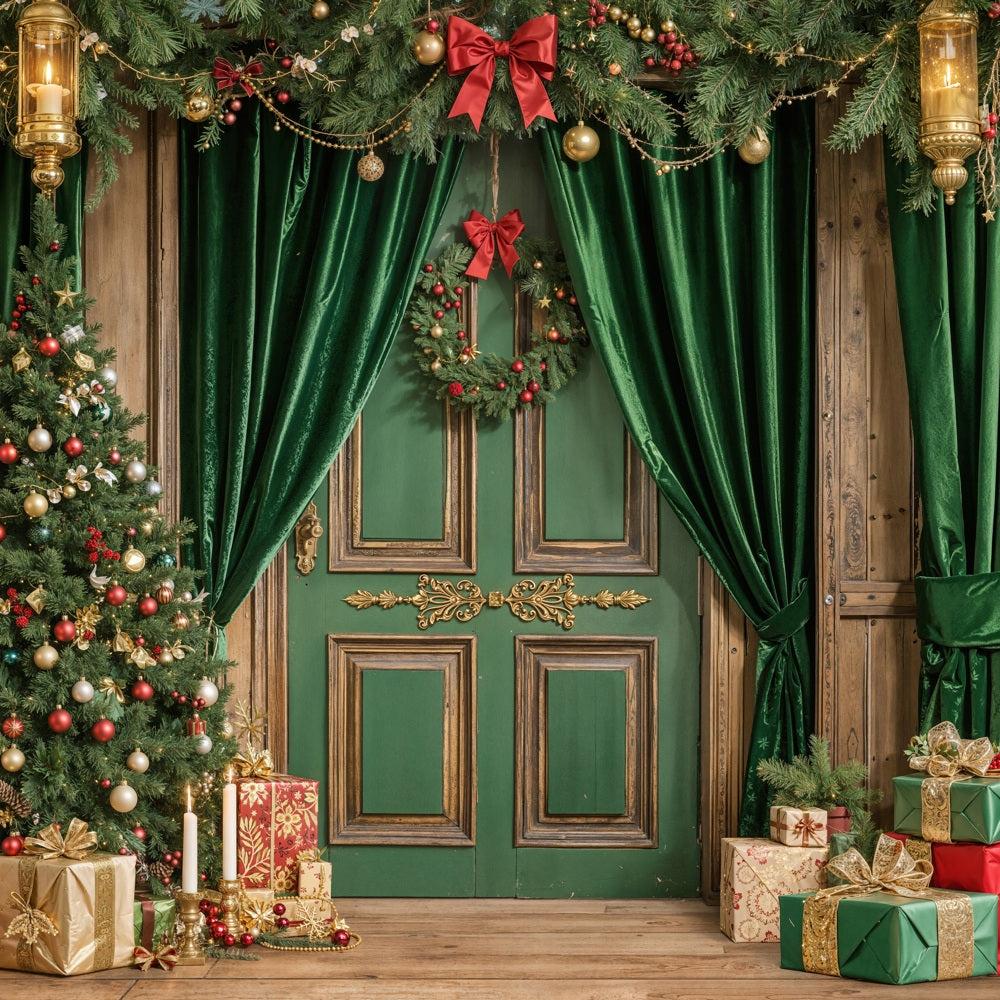 Kate Christmas Tree Green Door Curtains Backdrop Designed by GQ - Kate Backdrop AU