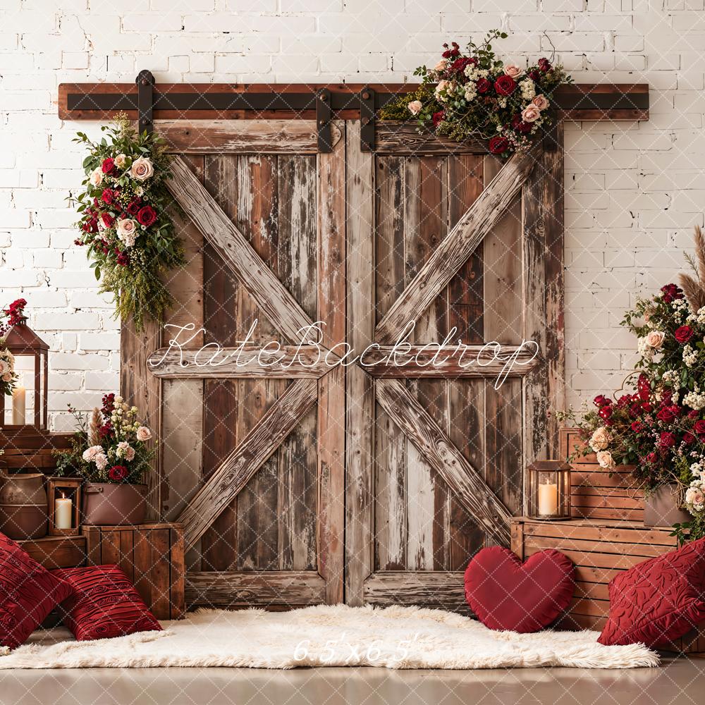 Kate Rustic Wooden Barn Door Backdrop Designed by Emetselch