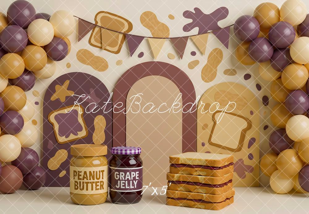 Kate Peanut Butter Jelly Toast Bunting Backdrop Designed by Mini MakeBelieve - Kate Backdrop AU