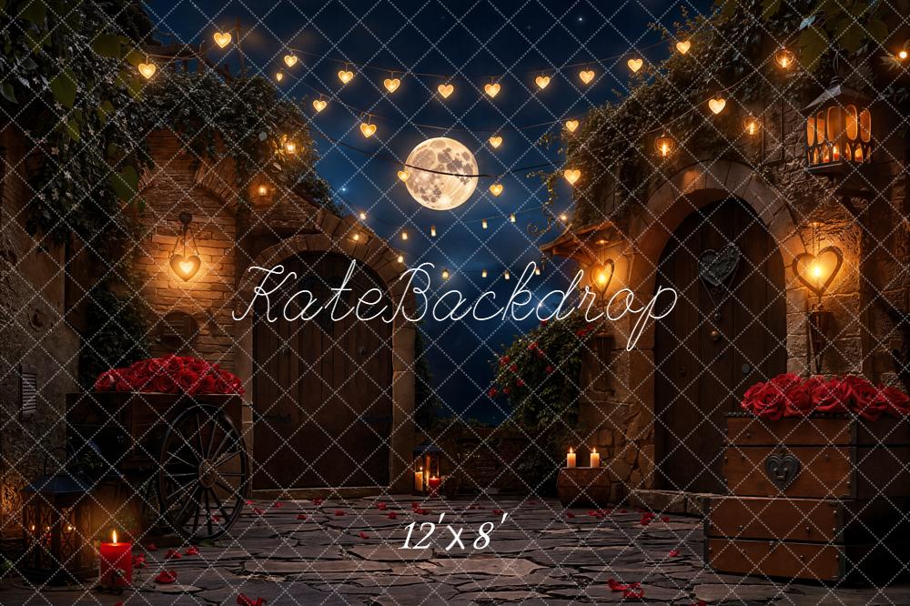 Kate Romantic Courtyard Heart Lights Moonlit Backdrop Designed by Emetselch
