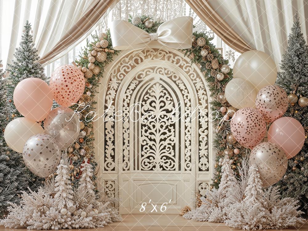 Kate Christmas Arch Door Balloon Fleece Backdrop Designed by Emetselch