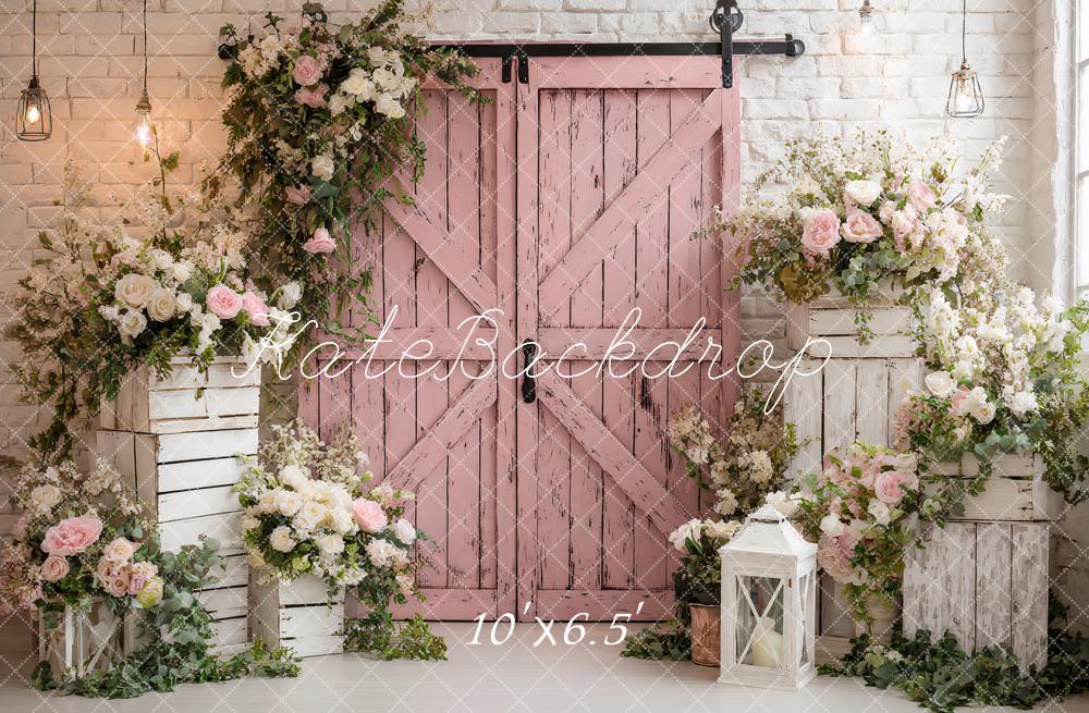 Kate Spring Pink Barn Door Backdrop Designed by Ashley Paul