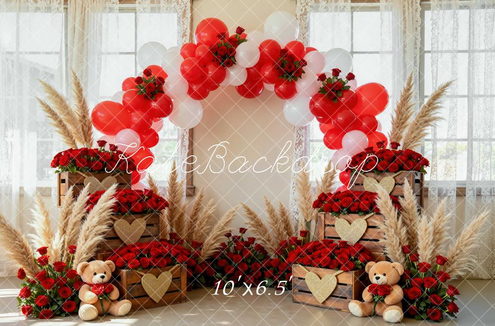 Kate Balloons Roses Valentine Backdrop Designed by Mini MakeBelieve