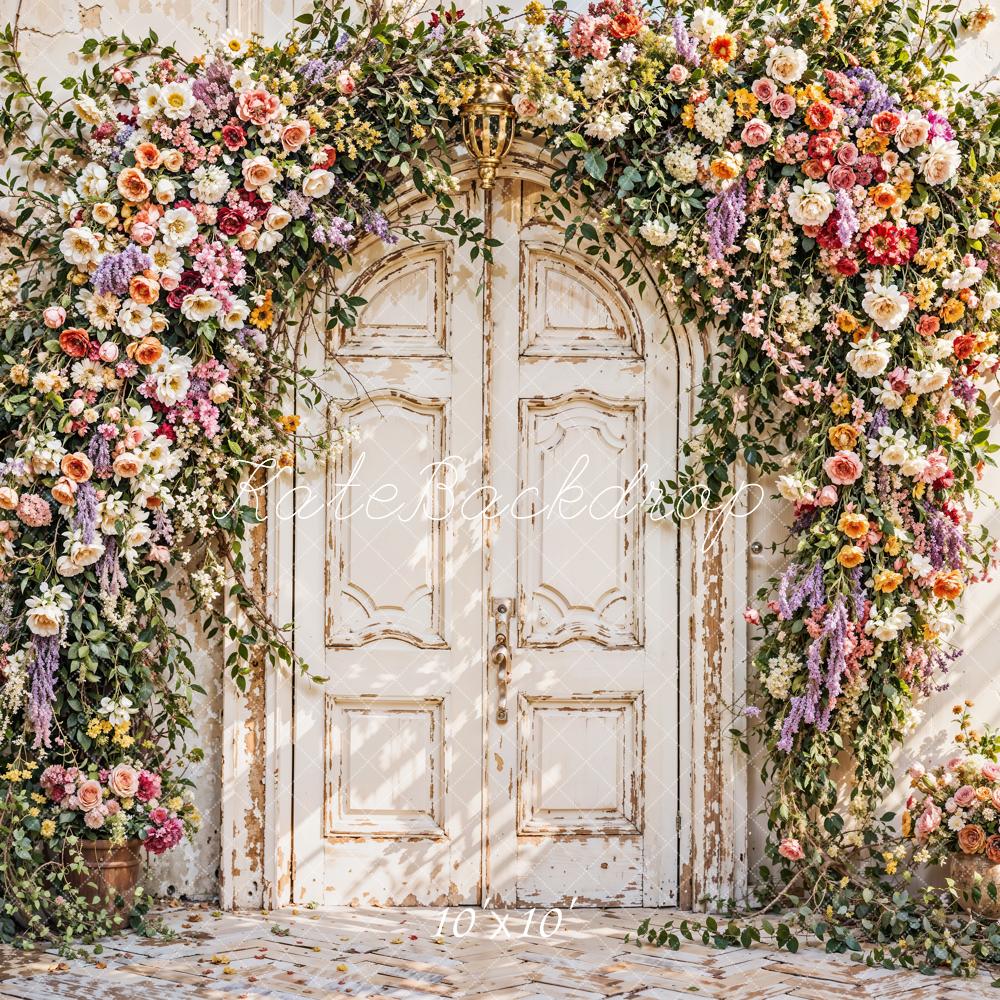 Kate Flower Arch Rustic Door Peeling Paint Backdrop Designed by Emetselch