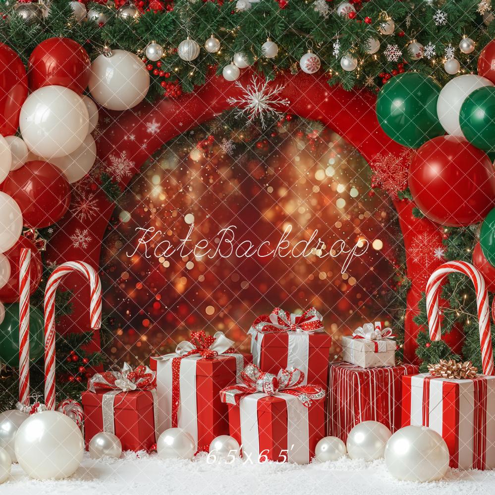 Kate Red Christmas Balloons Presents Backdrop Designed by Emetselch