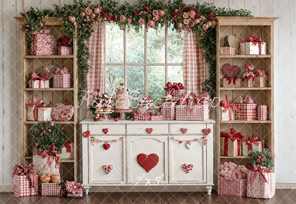 Kate Valentine Gift Boxes Floral Window Cabinet Backdrop Designed by Emetselch