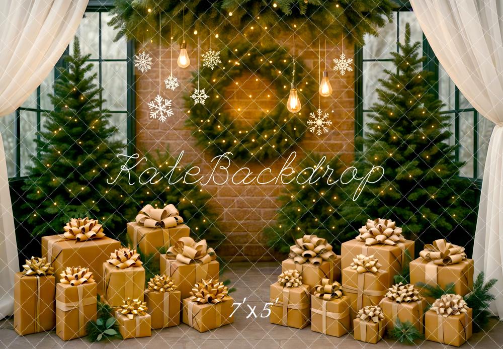 Kate Christmas Presents Pine Trees Backdrop Designed by Mini MakeBelieve - Kate Backdrop AU