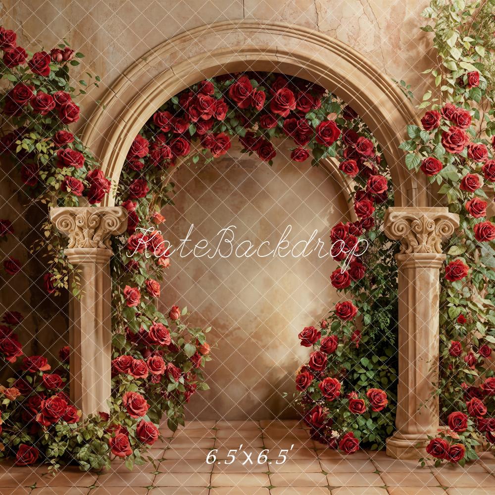 Kate Valentine Arch Red Roses Backdrop Designed by Emetselch