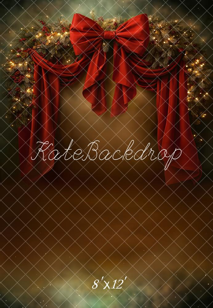 Kate Christmas Red Bow Fleece Backdrop Designed by Chain - Kate Backdrop AU