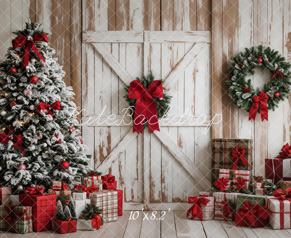 Kate Christmas Tree Wreath Presents Backdrop Designed by Emetselch - Kate Backdrop AU