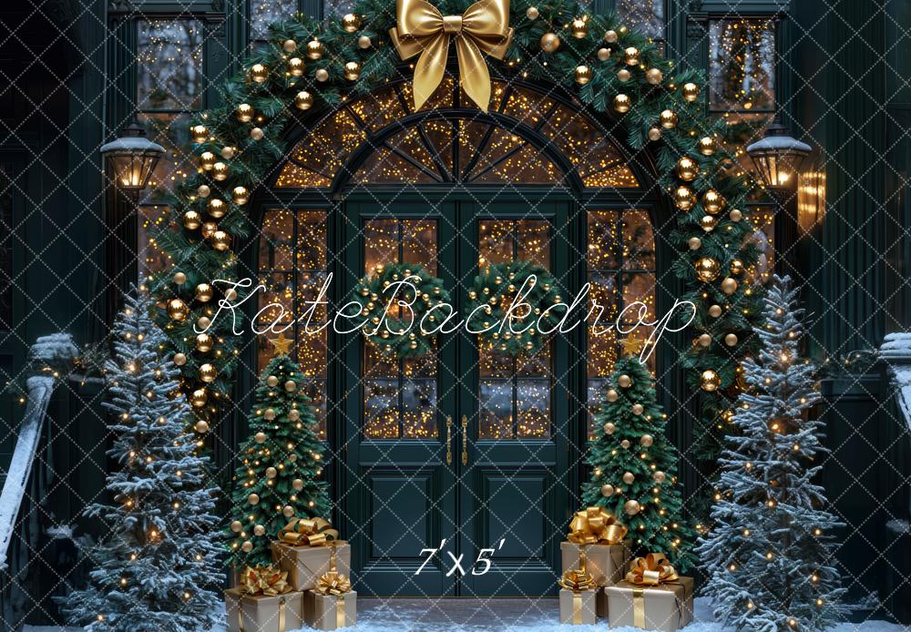 Kate Christmas Gold Garland Trees Backdrop Designed by Mini MakeBelieve - Kate Backdrop AU