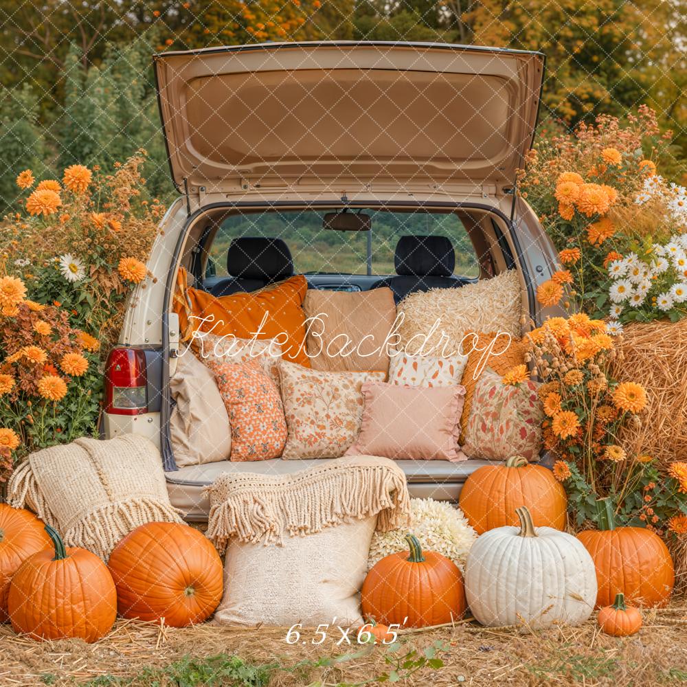 Kate Fall Truck Hay Bales Pumpkins Backdrop Designed by Emetselch