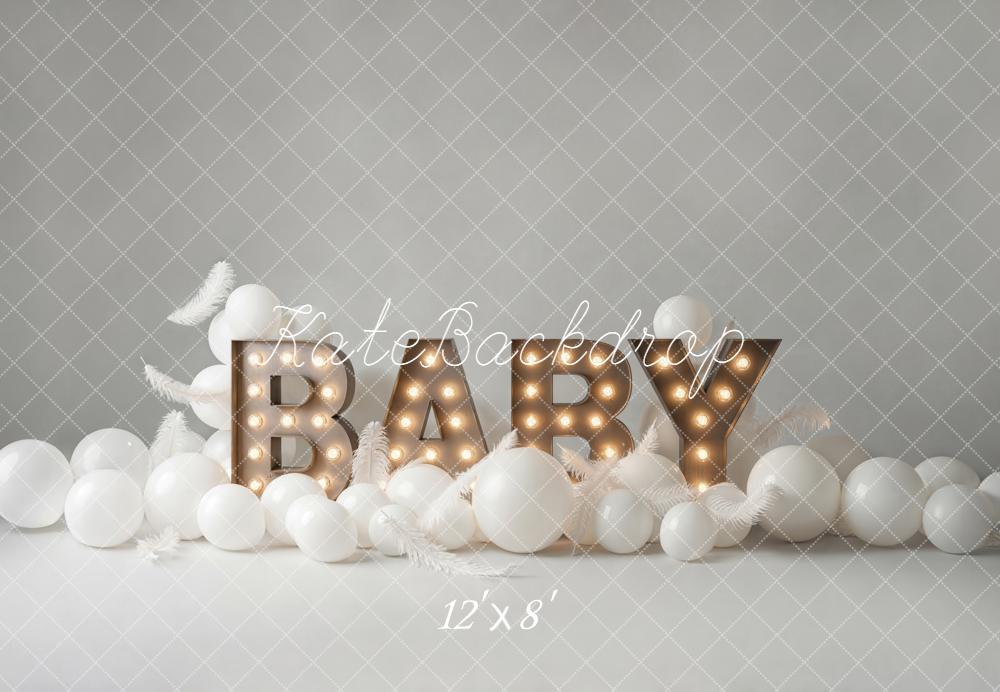 Kate Baby Marquee Letters Balloons Fleece Backdrop Designed by Emetselch