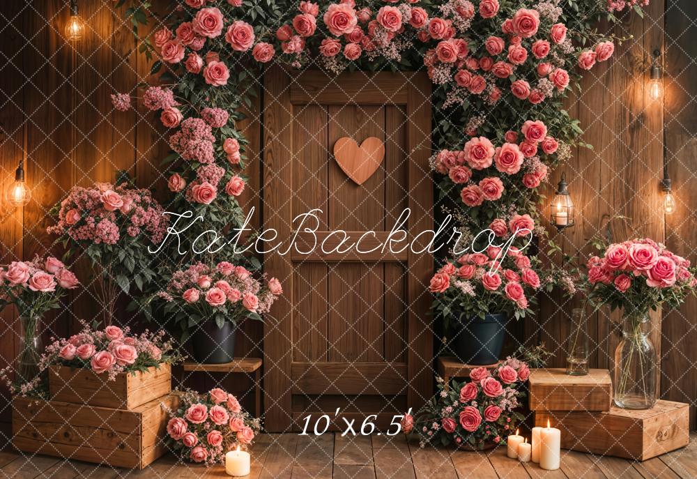 Kate Flower Poses Wooden Wall Fleece Backdrop Designed by Emetselch