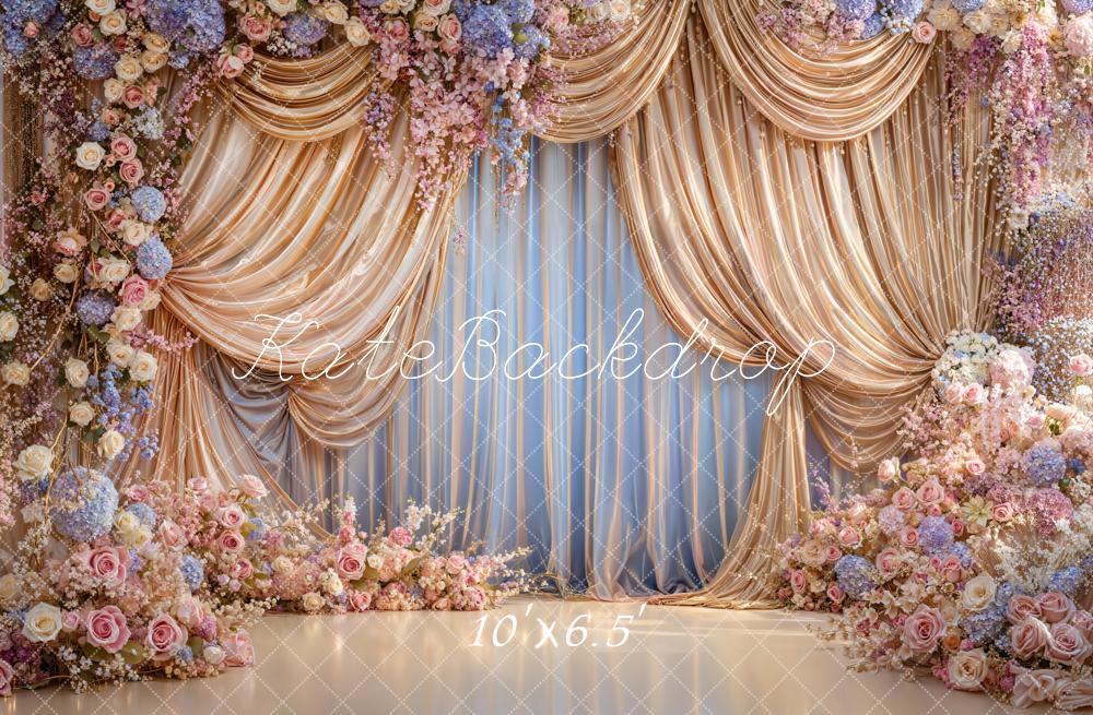 Kate Wedding Flower Drapes Fleece Backdrop Designed by Emetselch