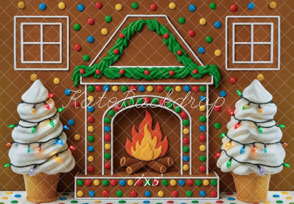 Kate Christmas Gingerbread Fireplace Backdrop Designed by Mini MakeBelieve