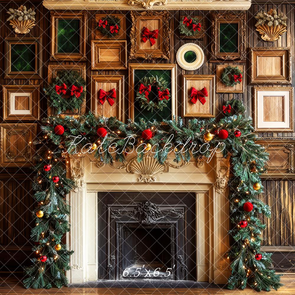 Kate Christmas Fireplace Vintage Wall Backdrop Designed by Mini MakeBelieve - Kate Backdrop AU