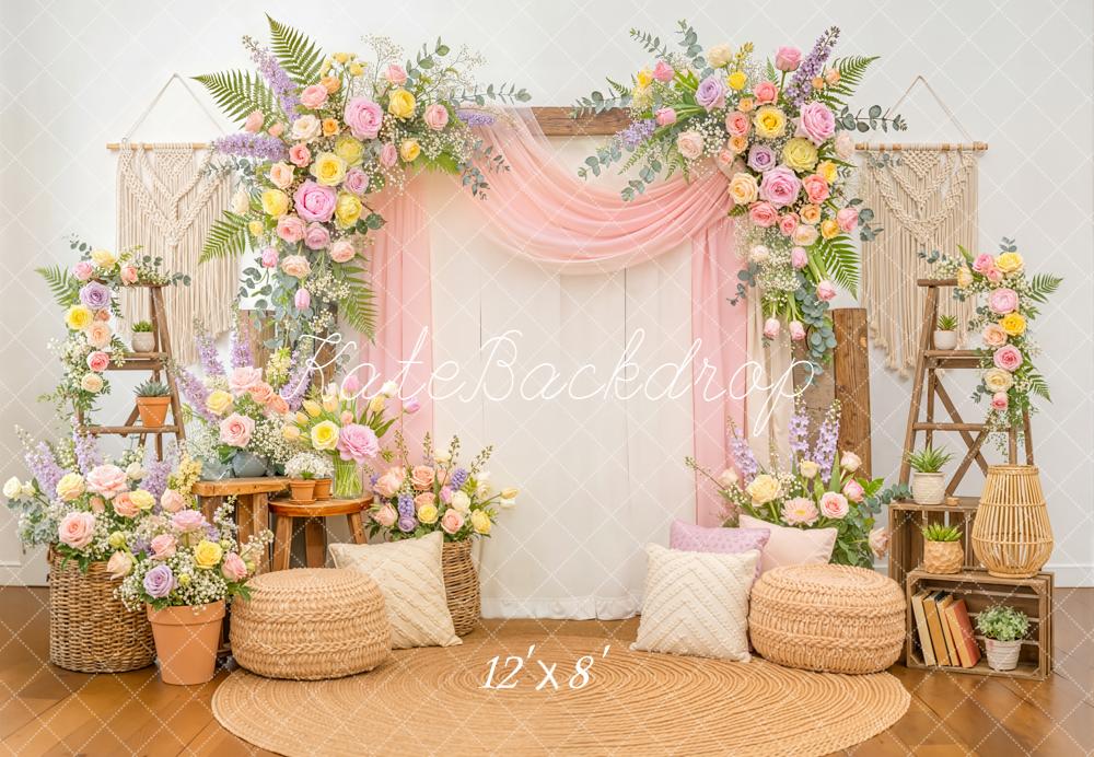 Kate Flower Boho Macrame Pastel Backdrop Designed by Emetselch