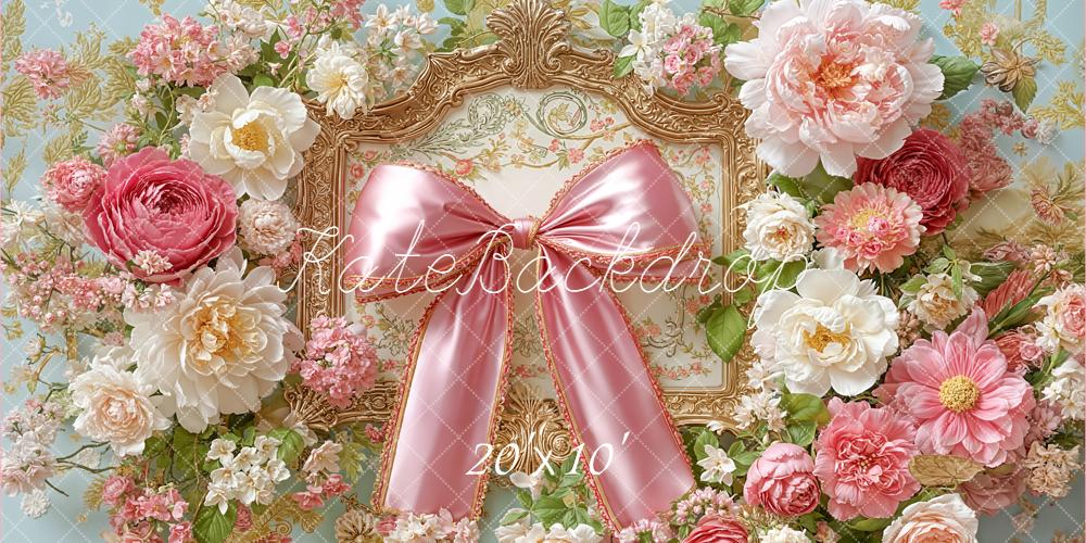 Kate Flower Pink Bow Backdrop Designed by Emetselch