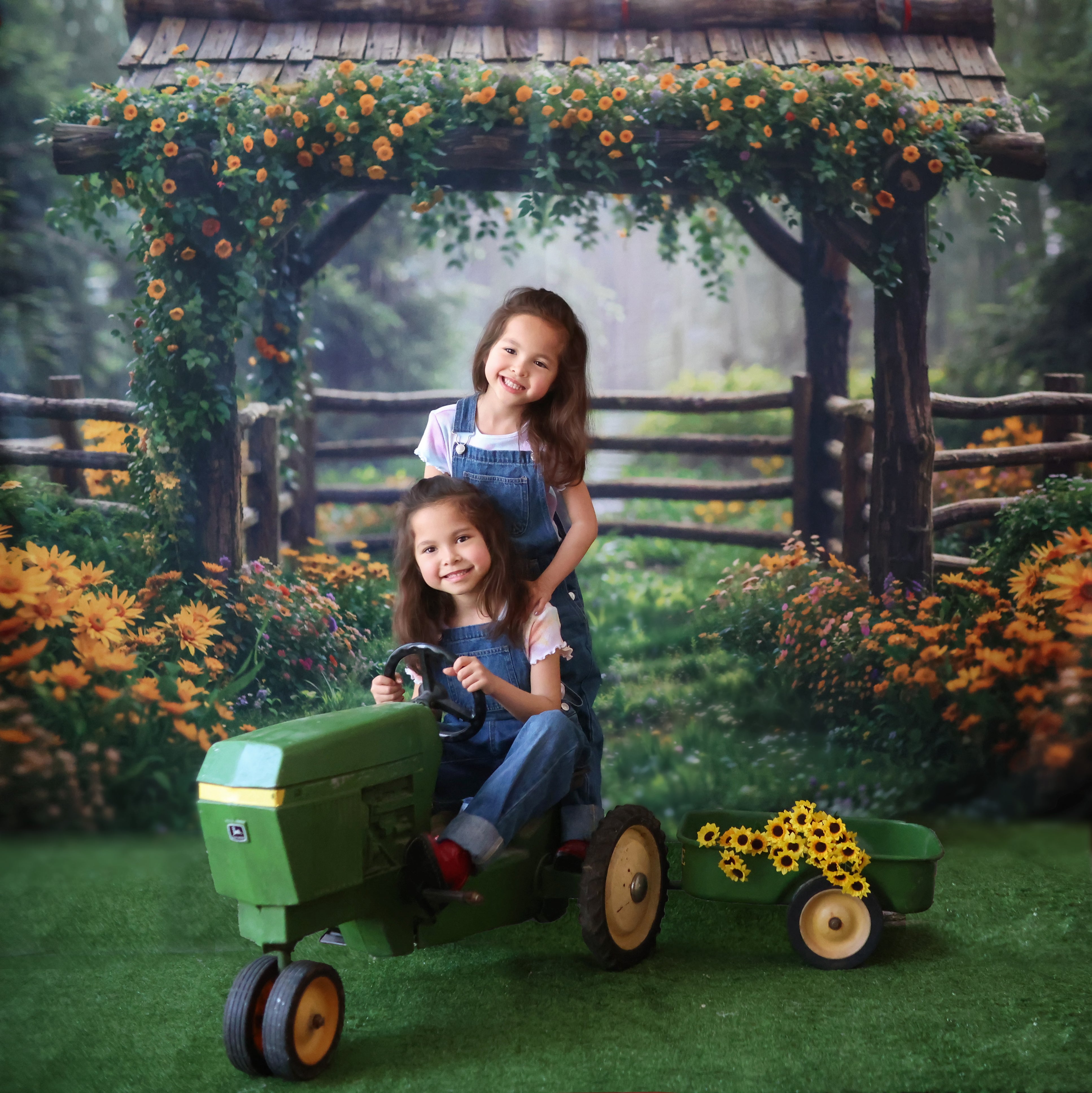 Kate Spring Flowers Wooden Fence Backdrop Designed by Chain Photography