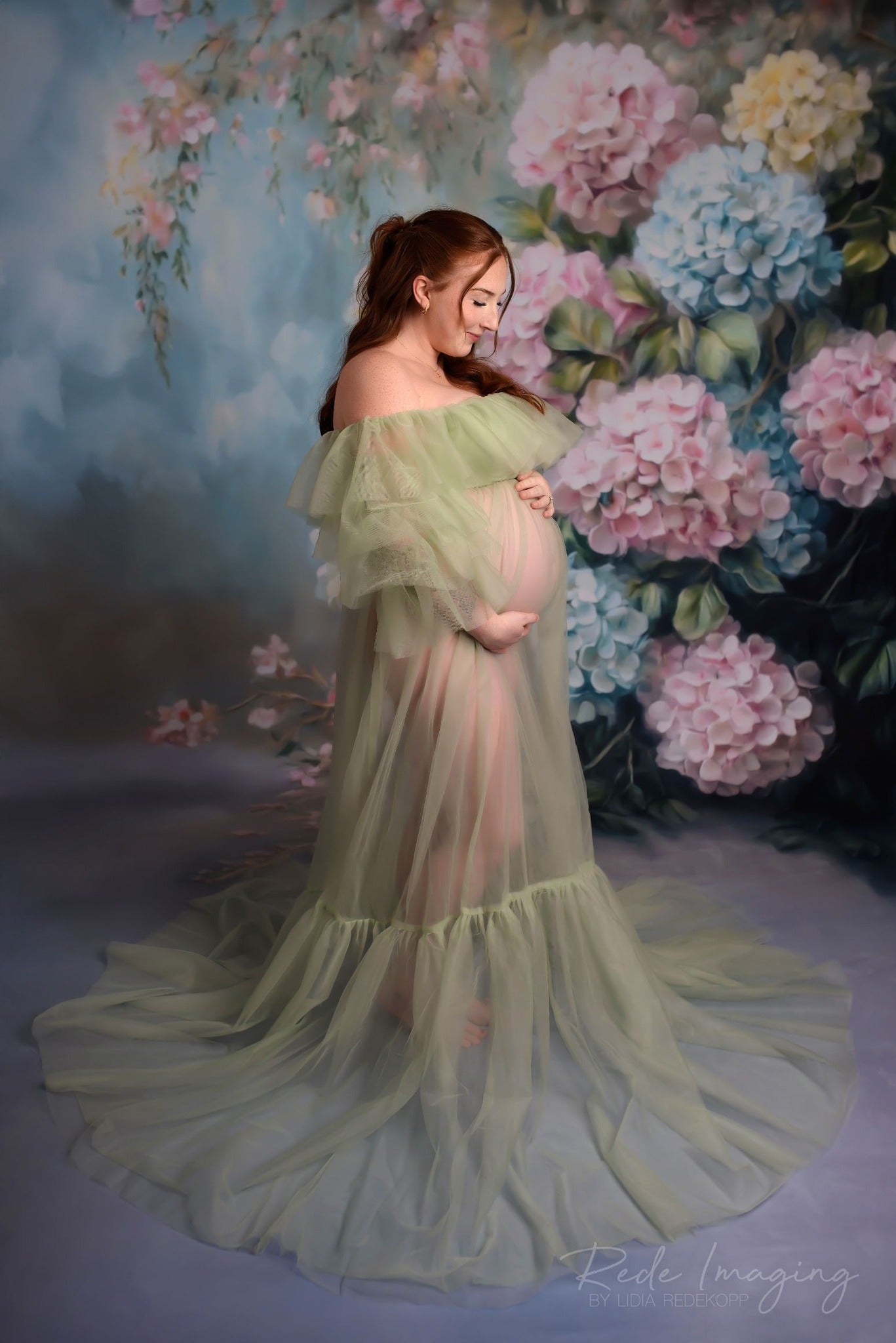 Kate Fine Art Pastel Hydrangea Floral Backdrop Designed by Lidia Redekopp