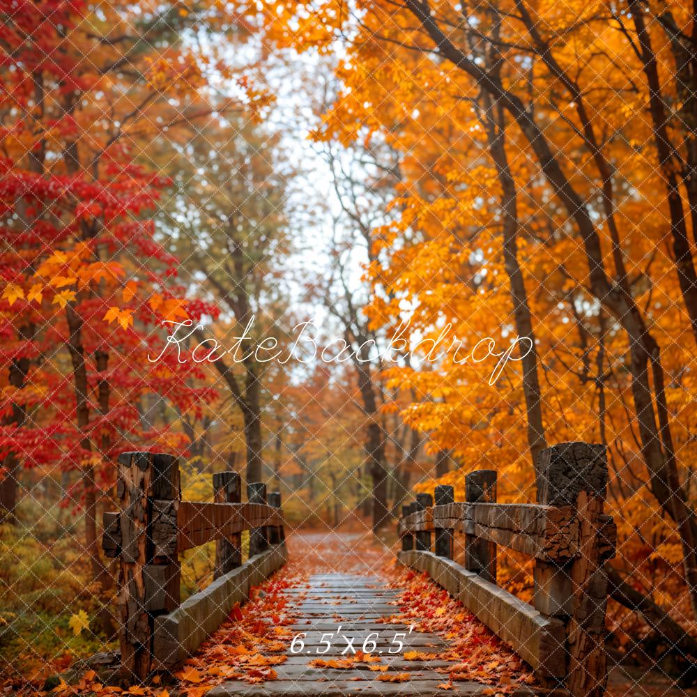 Kate Autumn Bridge Wooden Pathway Backdrop Designed by Emetselch