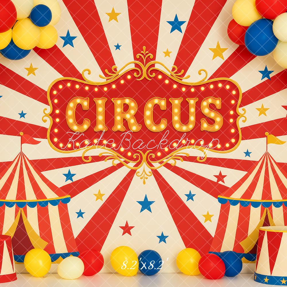 Kate Circus Red White Tents Balloons Backdrop Designed by Patty Roberts