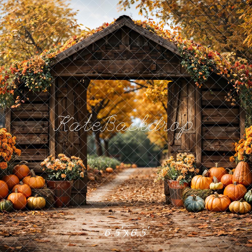 Kate Autumn Wooden Arch Pumpkin Backdrop Designed by Emetselch