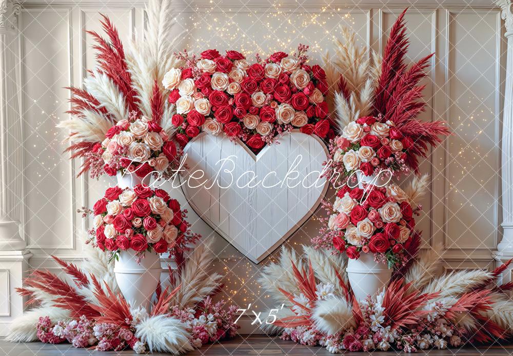 Kate Heart Shape Floral Valentine's Day Backdrop Designed by Mini MakeBelieve